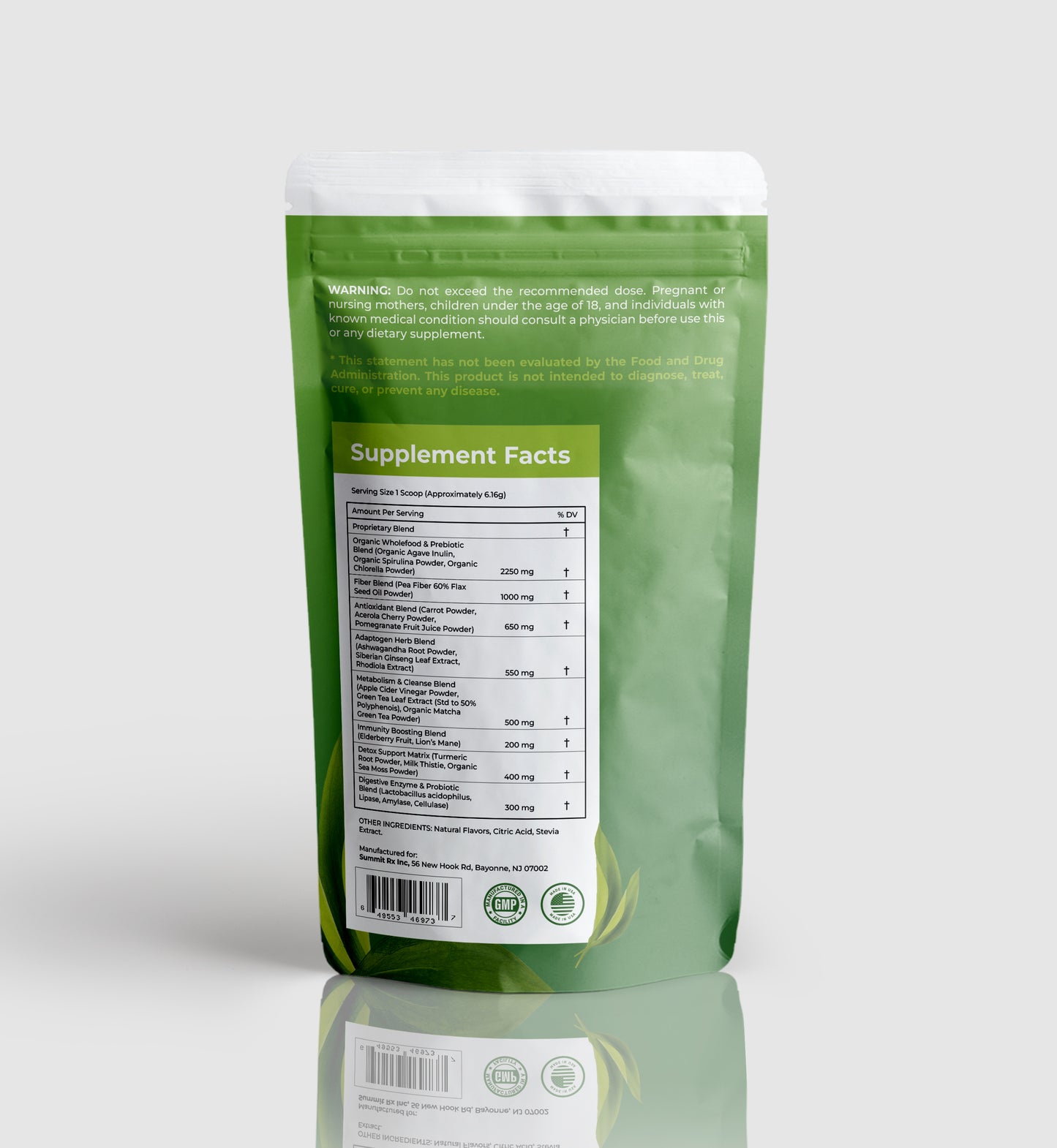 Supergreens Powder - Organic Wholefood & Prebiotic, Fiber & Adaptogen, Antioxidant, Metabolism & Cleanse, Immunity & Detox, Non-GMO, Vegetarian