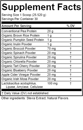 Vegan Protein - Coventional Pea Protein, Organic Brown Rice Protein, Organic Pumpkin Seed Protein, Organic Inulin Protein, Non-GMO