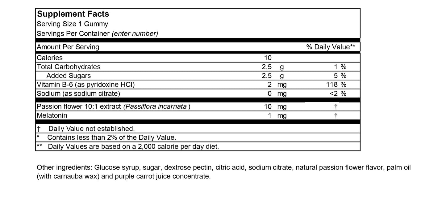 Melatonin Sleep Well Gummy Bear, 2.5 g, Vitamin B-6, Passion Flower Flavor, Non- GMO, Vegetarian