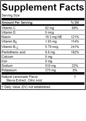 Hydration Multiplier - Vitamins (C,D,B8,B12), Niacin, Pantothenic Acid, Citric Acid & Natural Lemonade Flavor