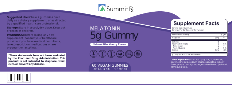 Melatonin Gummy, 2g, Natural Blackberry Flavor, Non- GMO, Vegetarian