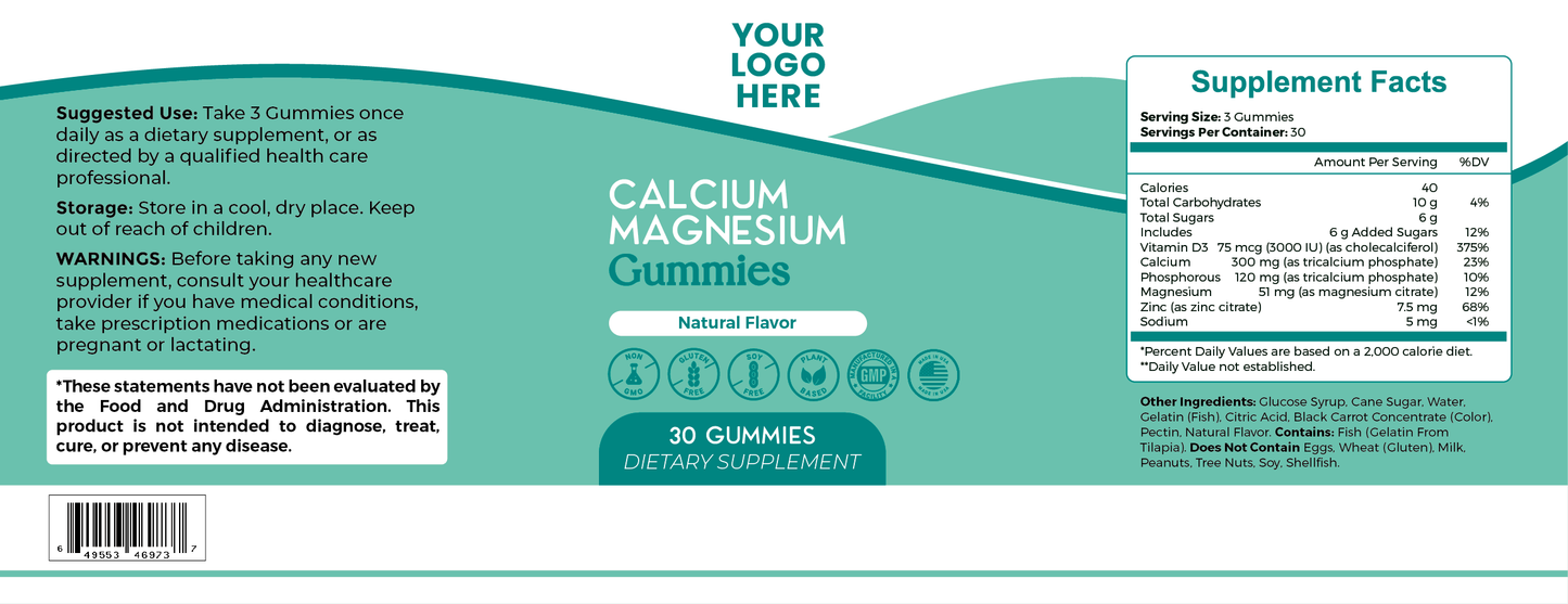 Calcium Magnesium, Zinc And Vitamin D Gummies